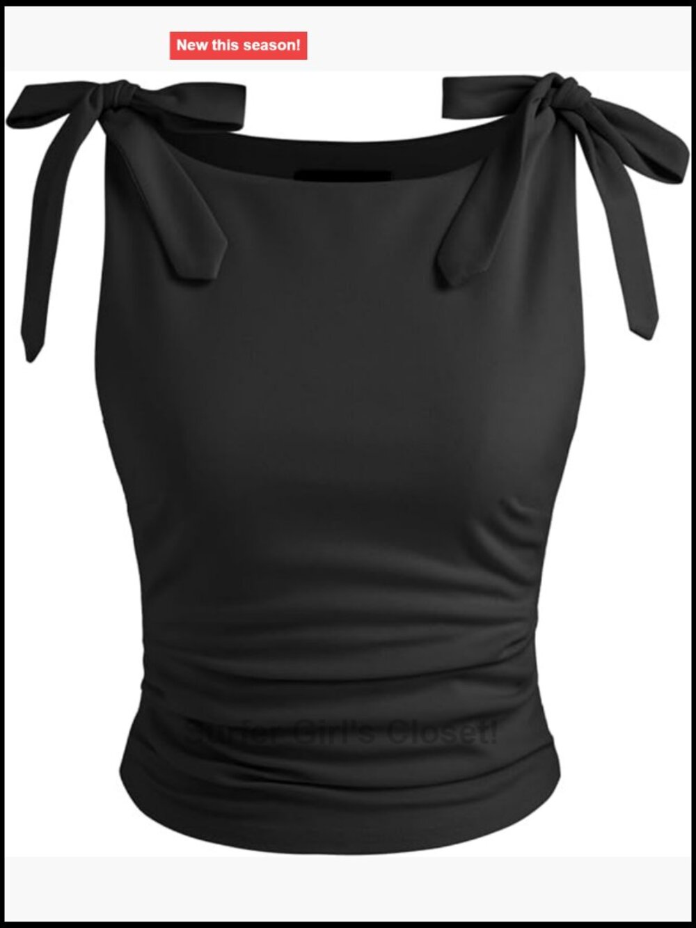 Crop Tank Top for Women Bowknot Ruched Solid Scoop Neck Sleeveless Fitted